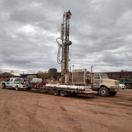 Water well drilling rig truck