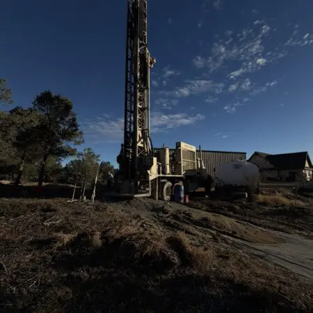 Water well drilling rig onsite