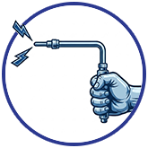 Hand holding drilling water nozzle